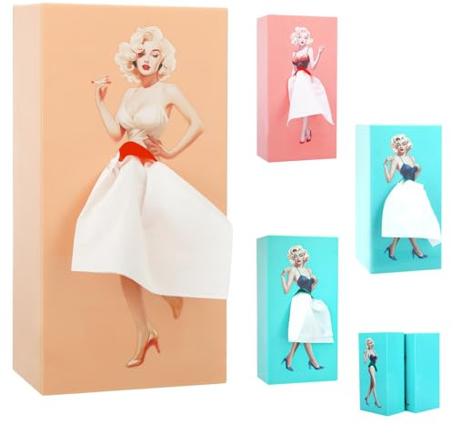 Beige Taschentuchbox mit Fliegendem Rock,Taschentuchbox mit Rock,Kreative,Charmant Retro MäDchen mit Kurzem TaschentüCher Box Geeignet für Schlafzimmer,Wohnzimmer,BüRo
