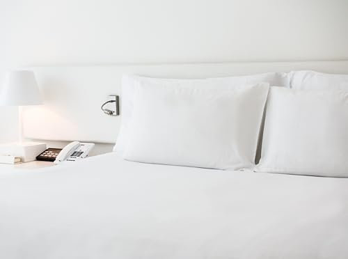 Liniva Home Juego de Sábanas de Hostelería - Colección Victorio - 100% Algodón - Fácil Planchado - Color Blanco | Cama 150 cm (2 Almohadas)