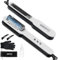 Plancha Vapor Pelo Plancha De Pelo Profesional Cepillo Alisador De Pelo Hydro-Iónica de Cerámica 2 En 1, PTC Cerámica Caliente Antiquemadura, 3 Ajustes De Temperatura, Apagado Automático
