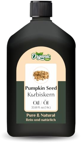 Organic Zing Pumpkin Seed (Cucurbita pepo L.) Carrier Oil Pure & Natural for Skin Care, Hair Care, Body Care – 1000ml / 33.8fl oz