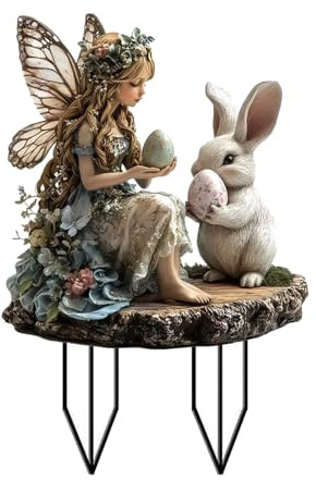 Osterdeko Draußen, Gartenstecker Osterhasen Ostern Deko, Frühlingsdeko Draußen, Gartenstecker Frühling Osterdeko Outdoor, Acryl Ostern Hase Garten Stecker für Draußen, Drinnen (Grey, 20x30cm)