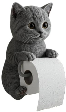 Porte-Papier Chat, Porte-Serviettes en Papier Chat 3D Drôle, Porte-Papier Toilette Décoratif Mignon Fixation Murale, Rangement Mural Papier Toilette pour Salle de Bain Cuisine Décor, Unique Amoureux