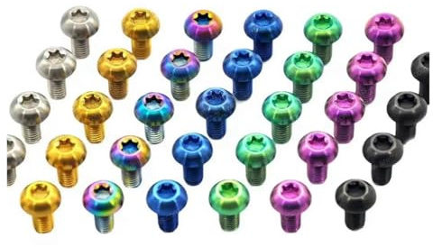 Kit de tornillos de nylon, tuerca de nylon, Pernos de rotor de freno de disco de titanio for bicicleta, M5 x 10 mm, M5 x 12 mm, grado 5, con casquillo hexagonal, multicolor, paquete de 6(M5x12mm,Color
