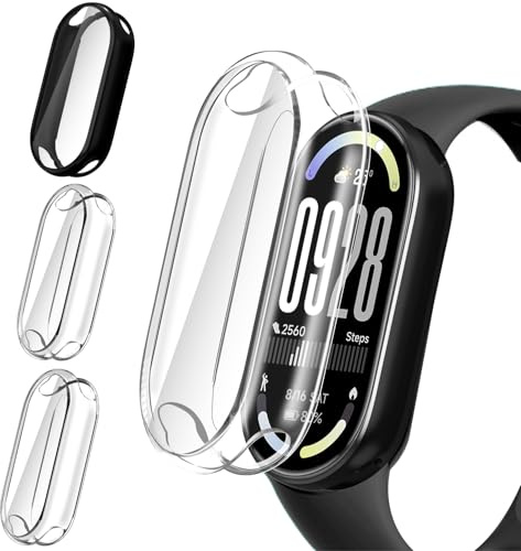iVoler 3 Pezzi Clear Cover con Pellicola Protettiva per Xiaomi Smart Band 10 (Non per Ceramic Edition), Copertura Completa Custodia Anti-Graffio Ultra Sottile Morbida TPU Case, 2 Trasparente + 1 Nero