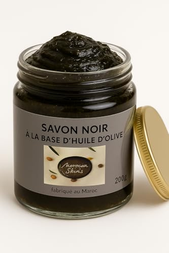 Savon Noir Marocain à l’Huile d’Olive – Exfoliant Naturel – Peau Douce et Purifiée – 200g – Moroccan Skin’s