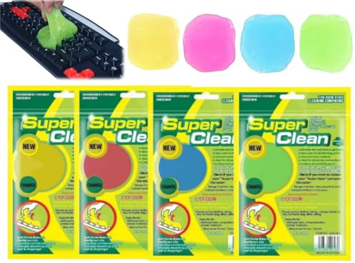 Gel Limpieza para Teclado,4pcs Gel Limpiador,Gel de Limpieza Coches,Gel Limpiador de Polvo para Interior Coche,Gel Limpiador para el Interior del Coche, para Automóviles,Teclado,Ordenador Portátil