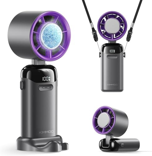KIMMOO Turbo ventilatore portatile portatile con refrigeratore per ghiaccio, potente 21000 giri/min, velocità (1-199), fino a 14 ore di raffreddamento, ventilatore personale ricaricabile, piccoli