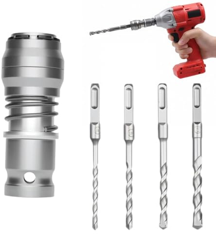Adaptateur pour marteau perforateur avec jeu de forets à percussion, kit de conversion perceuse-marteau robuste, adaptateur pour clé à chocs, tête d'outil multifonction