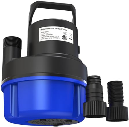 AgiiMan 2HP Submersible Water Pump, 3500GPH Portable Sump Pump for Pool Draining, Blue