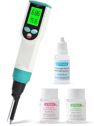 MNMIOIO Boden-PH-Tester, Lebensmittel-pH-Meter 0,00~14,00 Professioneller intellinter pH-Monitor-Tester Digitaler Säurehalt von Käse, Fleisch, Teig for Brotkonservenwasser(Rood)