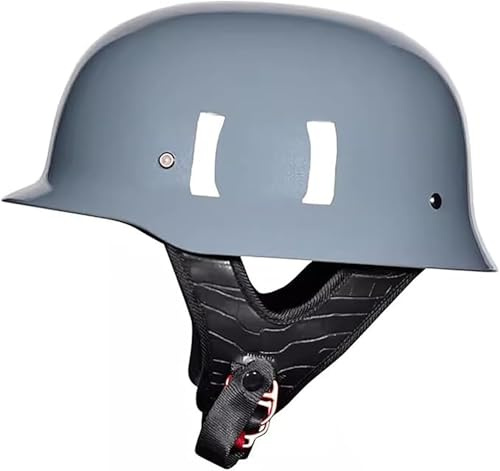 Casco Moto Jet Mezzo Casco Retrò Stile Tedesco, ECE 22.06 Omologato, Casco Scodella Per Adulti Uomo Donna, Ideale Per Cruiser Scooter Chopper Città, Nero Opaco 4,M/(57~58cm)