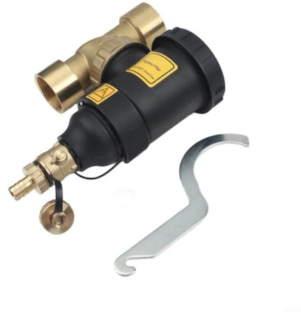 Separador de lodos magnético para sistemas de calefacción, rosca DN20/DN25/DN32, filtro protector de caldera con filtro de acero inoxidable y válvula de drenaje, elimina el óxido y los depósitos (DN32