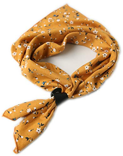 Sharebeauty Neckerchief for Men, 24''× 24'' Multicolored Patterned Cotton Scarf with Buckle Yellow Floral