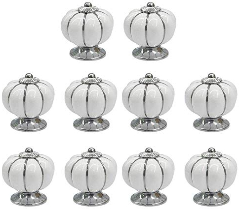 WEIDU 10er weiß Keramik Schrankknöpfe Möbelgriff Türknauf Schrankgriff Chrome Möbel Möbelgriff Keramik Schublade Schrank Kleiderschrank Garderobe Türknöpfe