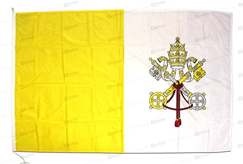Bandiera Città del Vaticano 150x100 in tessuto nautico antivento da 115g/m²,bandiera vaticana 150x100,bandiera Vaticano con cordino o moschettone,doppia cucitura perimetrale e fettuccia di rinforzo