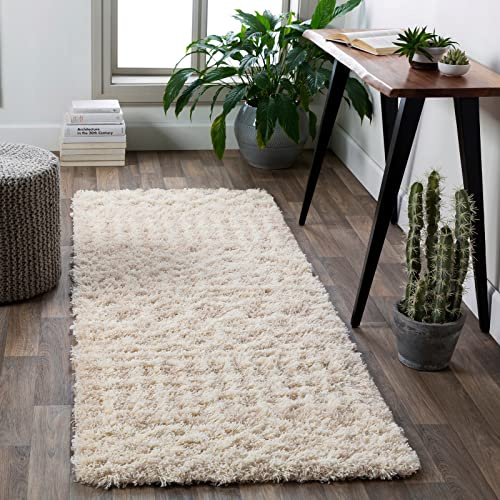 Livabliss Dubai Shaggy Berber Teppich - Flauschiger Teppich groß für Wohnzimmer, Esszimmer, Schlafzimmer, Langflor Hochflor Teppiche flauschig - 80x220 cm, Wohnzimmerteppich in Creme, Hellbeige