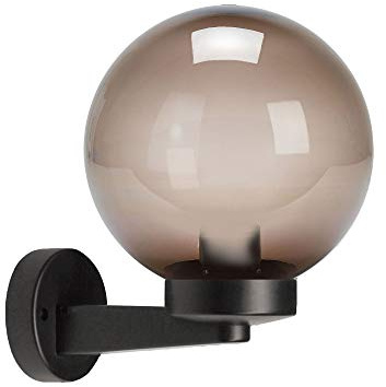 Applique murale extérieure avec sphère, Globe de Jardin 200mm avec support, culot E27, compatible LED, étanche IP44, pour jardin, parcs, copropriétés, terrasses. Ambré