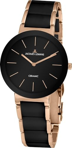 JACQUES LEMANS Damenuhr Monaco Massiv Edelstahl/High-Tech-Ceramic massiv Edelstahl 42-7