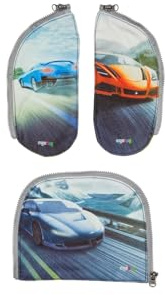 ergobag Zippies Schulranzen Zubehör Set 3-teilig für Kinder, Jungen und Mädchen Autos - Schwarz