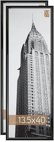 MCS Trendsetter 13.5x40 Poster Frame Black High-Gloss, Vertical & Horizontal Wall Hanging Large Picture Frame for Photos, Posters & Art Prints (2-Pack)