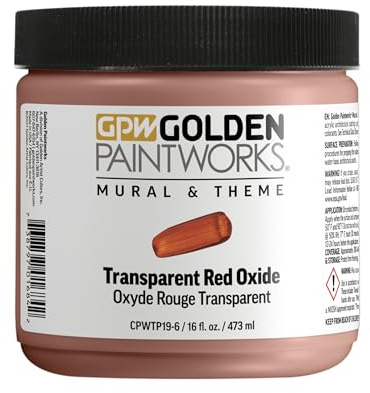 GOLDEN PAINTWORKS Mural & Theme, Transparent Red Iron Oxide, 16 oz., Professional Acrylic Paint, Mural Paint