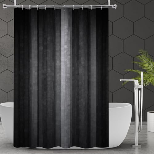 Gibelle Juego de Cortina de Ducha para baño, Color Negro y Gris, con Textura de Cristal Degradado, Cortina de Ducha Moderna Abstracta con Ganchos, 72 x 72 Pulgadas