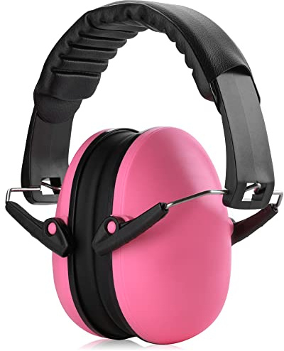 MEDca Cuffie antirumore e riduzione del rumore - Leggere, regolabili e pieghevoli NRR 20dB Protezione per le orecchie di sicurezza per tiro, rosa