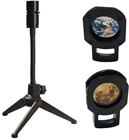 ikasus Lámpara de proyección de planetas, 3D Luna Tierra Proyección LED Lámpara de Cielo Estrellado Proyector USB Luz Nocturna Móvil Soporte Giratorio Planeta para Niños, Fiesta, Casa, Decoración de