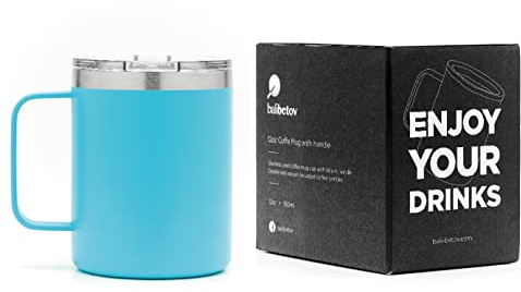 BALIBETOV 355ml Mug Isotherme Cafe - Isolé Thermos Café - Double Paroi Isolée sous Vide en Acier Inoxydable - Idéal pour voyages, Camping, Café, Thé, Vin, Bière et autres (Aqua)