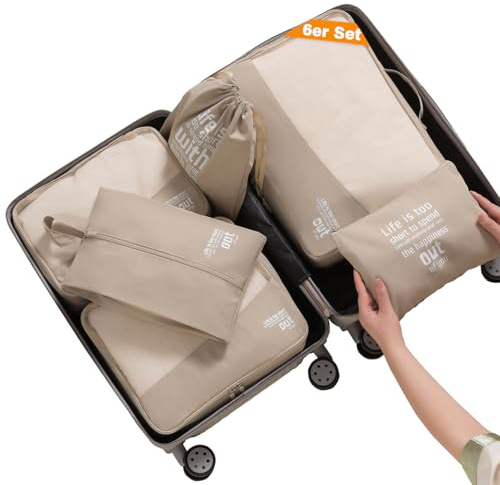MURISE 8-delade packningskuber, klädväskor, resväskorganisator för semester och resor, packningskubset resekuber, organisationssystem för resväskor (Khaki)