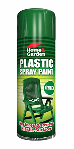 Classic Signature - 6 x Plastic Green Spray Paint 300ml / 1x Pair of Disposable Gloves, Aerosol Spray used for Metal Wood and Plastic and Glass