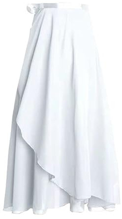 YiLang Jupe de Ballet en Mousseline de Soie pour Femmes Danse Jupe Taille Cravate Plus Mince,applicable à la Danse féminine, Lang Weiß, 1…