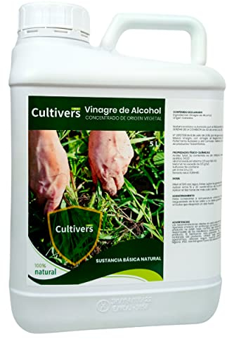 CULTIVERS Vinaigre alcoolique 5 L. 100% naturel. Éliminez les mauvaises herbes. Nettoyant pour système d'irrigation. Régulateur de pH fongicide et bactéricide naturel