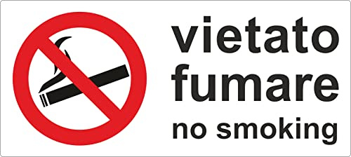 pubblimania VIETATO FUMARE PVC Adesivo Resistente per Esterno e Interno (Cm29x13) (Vietato Fumare)