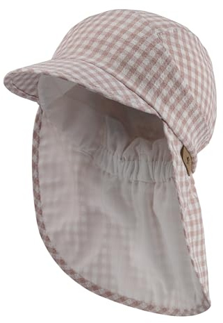 Sterntaler Schirmmütze mit Nackenschutz Vichy Karo - Schirmmütze Baby schützt den Kopf an warmen Tagen - UV 50+ Sonnenkappe Baby Unisex gefüttert mit weichem Baumwollstoff