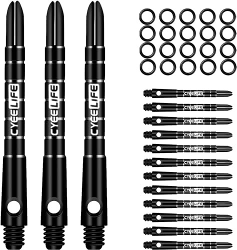 CyeeLife Aluminium dartpilskaft 15 stycken, 2BA dartpilar stjälkar 35 mm svart