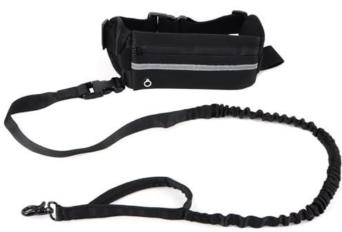 Joggingleine Hunde mit Bauchgurt, RUNEAY Hundeleine Handfreie, Freihandleinen für Hunde, Bauchgurt Hundeleine mit einziehbarem Bungee, Joggingleine für Große Hunde bis 50kg