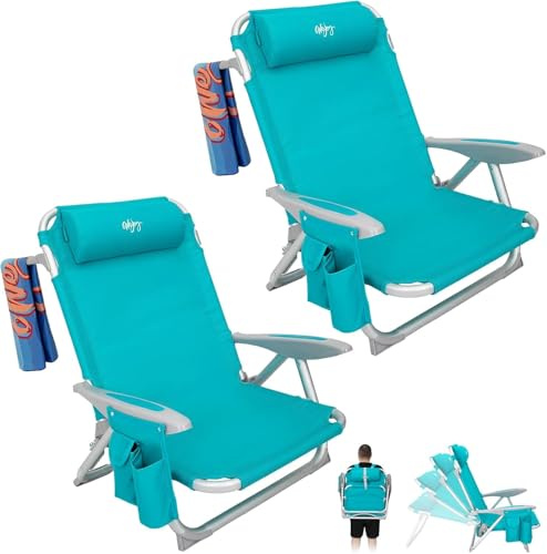 #WEJOY Strandstuhl klappbar Alu Hochlehner Klappstuhl 4 Position Leicht tragbar Stark stabil Campingstuhl Lay Flat Chair Max Hold bis 120kg / 265 lbs