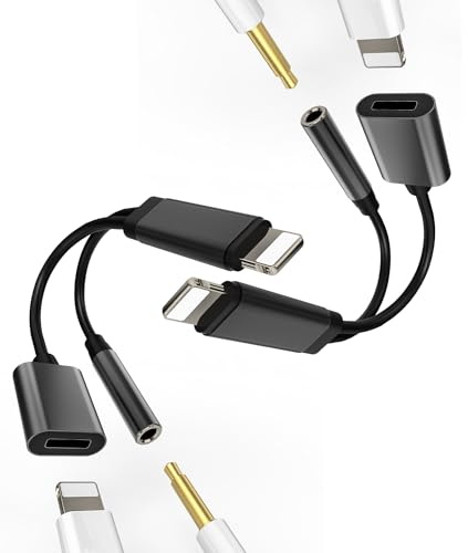 Adaptador de 3,5 mm Auriculares(2 paquetes) Cable Aux Lightning Jack Auriculares Rápida Carga para Apple iPhone 14 13 12 11 Pro Max 7 8 Plus X SE XS para iPad Air Accesorios Auriculares Enchufe