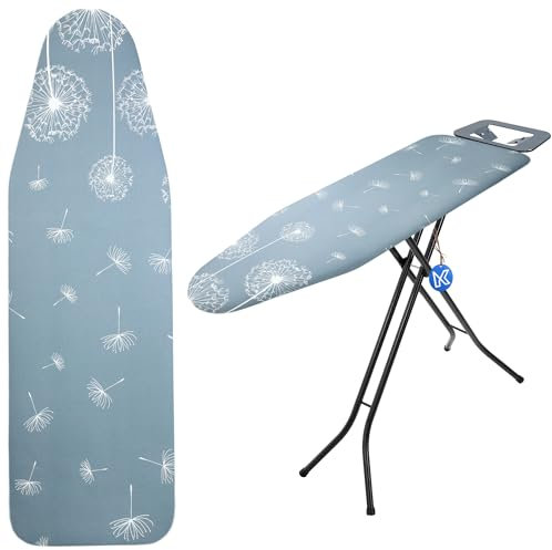KADAX Bügelbrettbezug mit Kordelzug, praktischer Bügelbezug, Bügeltischbezug für Dampfbügeleisen, Verstellbarer Ersatzbügeltischbezug (Pusteblumen M)