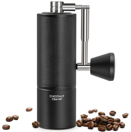 Chestnut C3 ESP PRO, TIMEMORE Kaffeemühle Manuell, Upgrade Integrierte Ganzmetallgehäuse, Handkaffeemühle für Espresso bis French Press, Schwarz