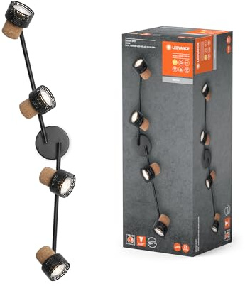LEDVANCE DECOR SPOT CORK, 4 x 3,4W, 920lm, negro, foco, cabezales | , LED Lamp, not relevant mm dia, 25000 hours, Paquete de 1