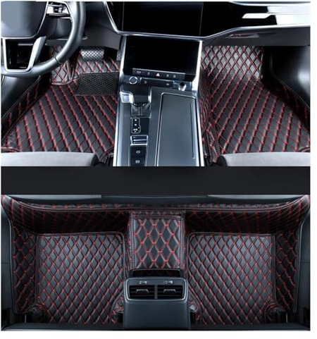 DZSGJNOF Fußmatten Auto Leder Auto Fußmatten Für SEAT Für Ibiza 2019-2021 Auto Innen Zubehör Teppich Teppich Fuß Pads Automatte Fußmatte (Color : Schwarz Rot)