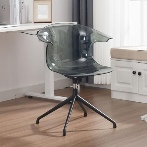 chairus Svängbar skrivbordsstol i PC modern transparent kontorsstol för arbetsyta sovrum (grå)