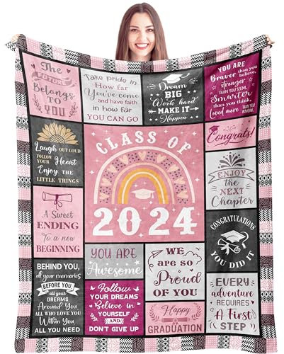 Abschlussgeschenke 2024, Decke, 152,4 x 127 cm, Geschenk zum Schulabschluss, 2024, Geschenk zum Schulabschluss 2024, Geschenk zum Schulabschluss, Abschlussgeschenke für Sie