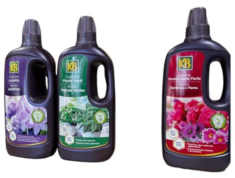 Offerta! concime per piante fiorite Kb 1lt più concime per piante acidofile kb 1lt e in omaggio un concime da 1lt per piante verdi