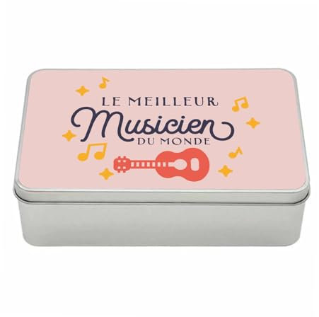 Fabulous Metallbox, Rosa – Der beste Musiker der Welt, Musik, Rock, klassische Instrumente, 11 x 18,5 x 5,5 cm – Aufbewahrungsbox, Schlüssel, Werkzeug, Brotdose, Zucker, Kekse