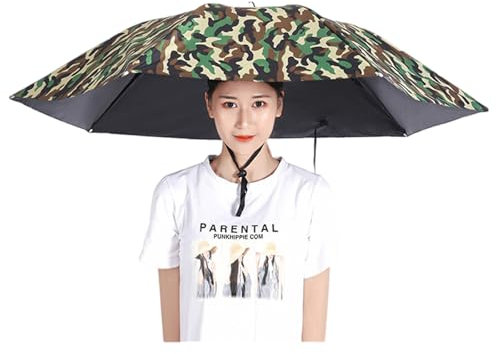 Vllentin Chapeau Parapluie,Chapeau de Parapluie de Pêche,Mains Libres Tête Parapluie,Jardinage Parapluies Chapeau,Chapeau De Parasols Pliable,Portable,pour Pêche,Jardinage,Photographie,Camping