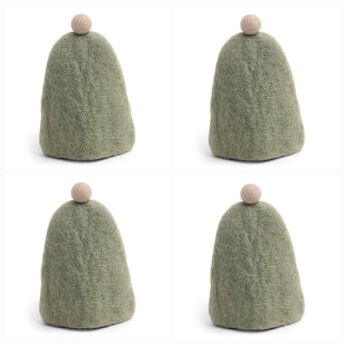 Gry & Sif Vier Eierwärmer aus Filz, Tischdekoration, Festliche Tischdekoration, Handmade, Fairtrade, Geschenkidee (Dusty Light Green)