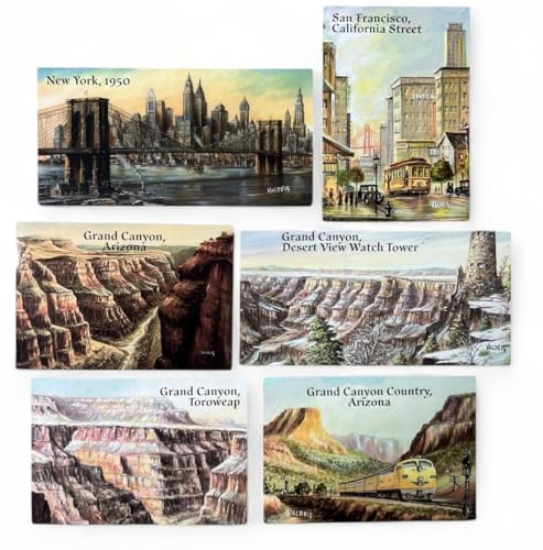 VALDEIG 6X Amerika Kühlschrankmagnet, NY New York San Francisco Grand Canyon National Park Kühlschrank-Magnete US Souvenir Kühlschrankmagnete I Love Arizona Colorado River USA Route 66 Magnet P